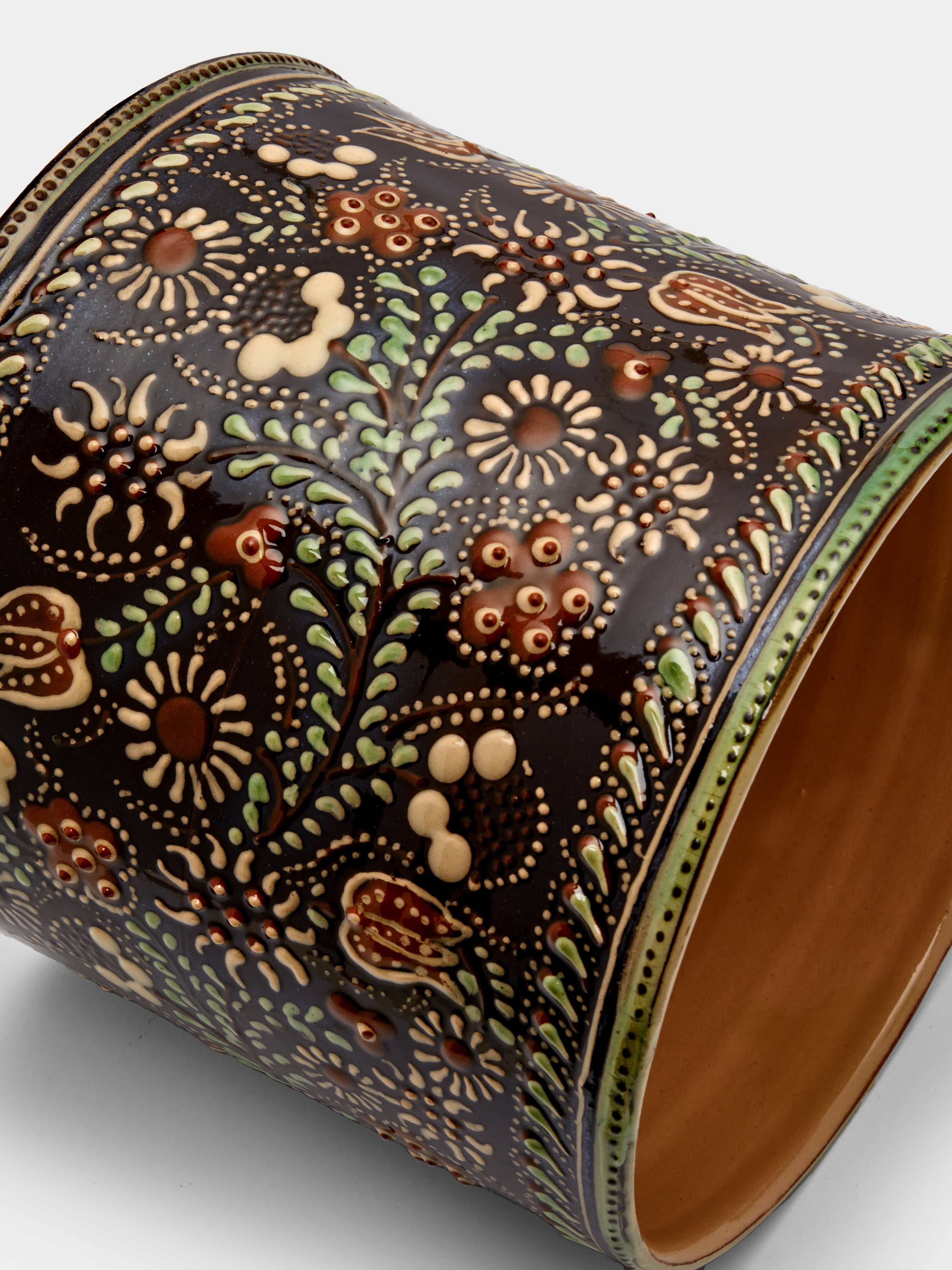 Flowers Hand-Painted Ceramic Large Lidded Pot