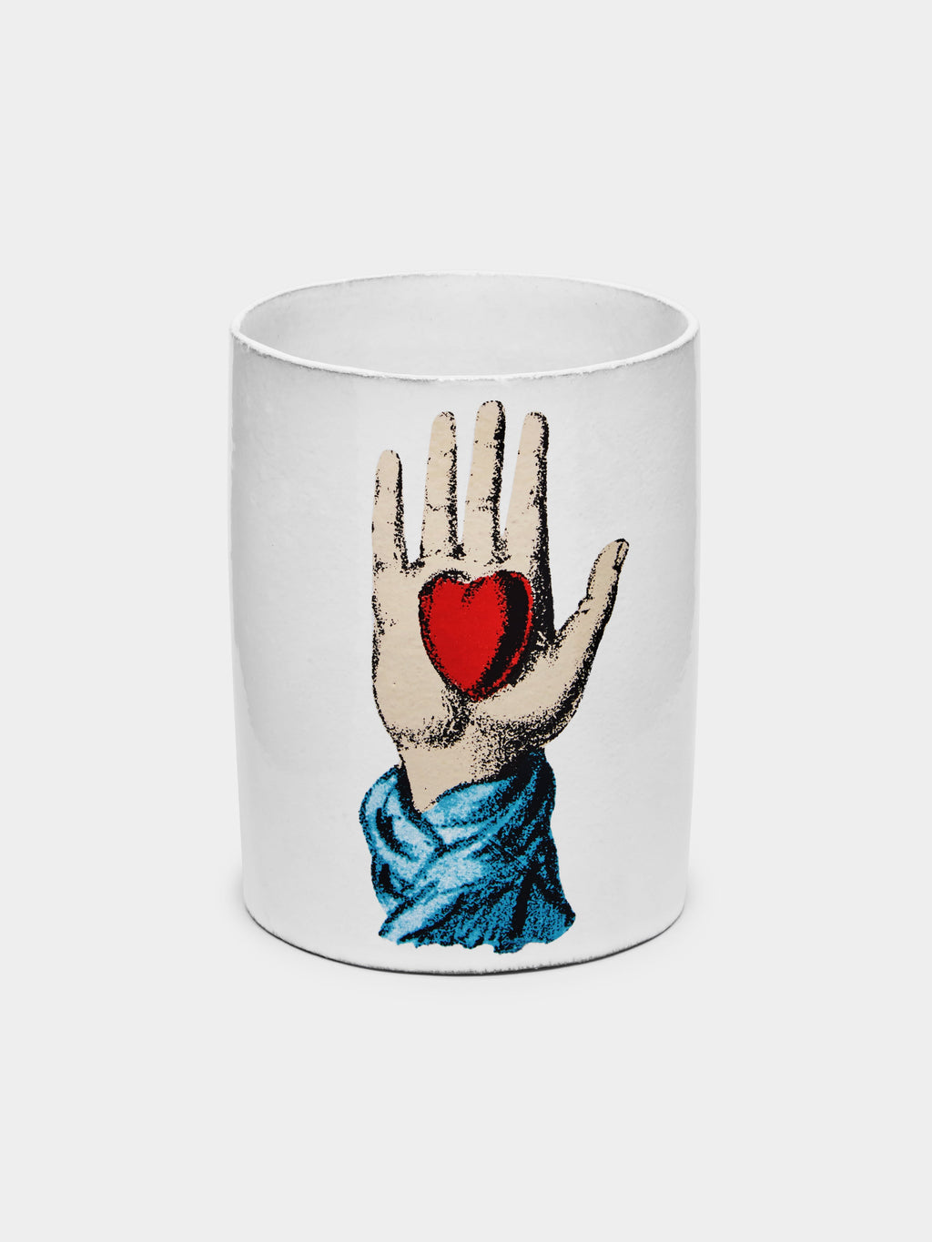 Heart in Hand Hand-Glazed Ceramic Vase (5in/12.5cm)