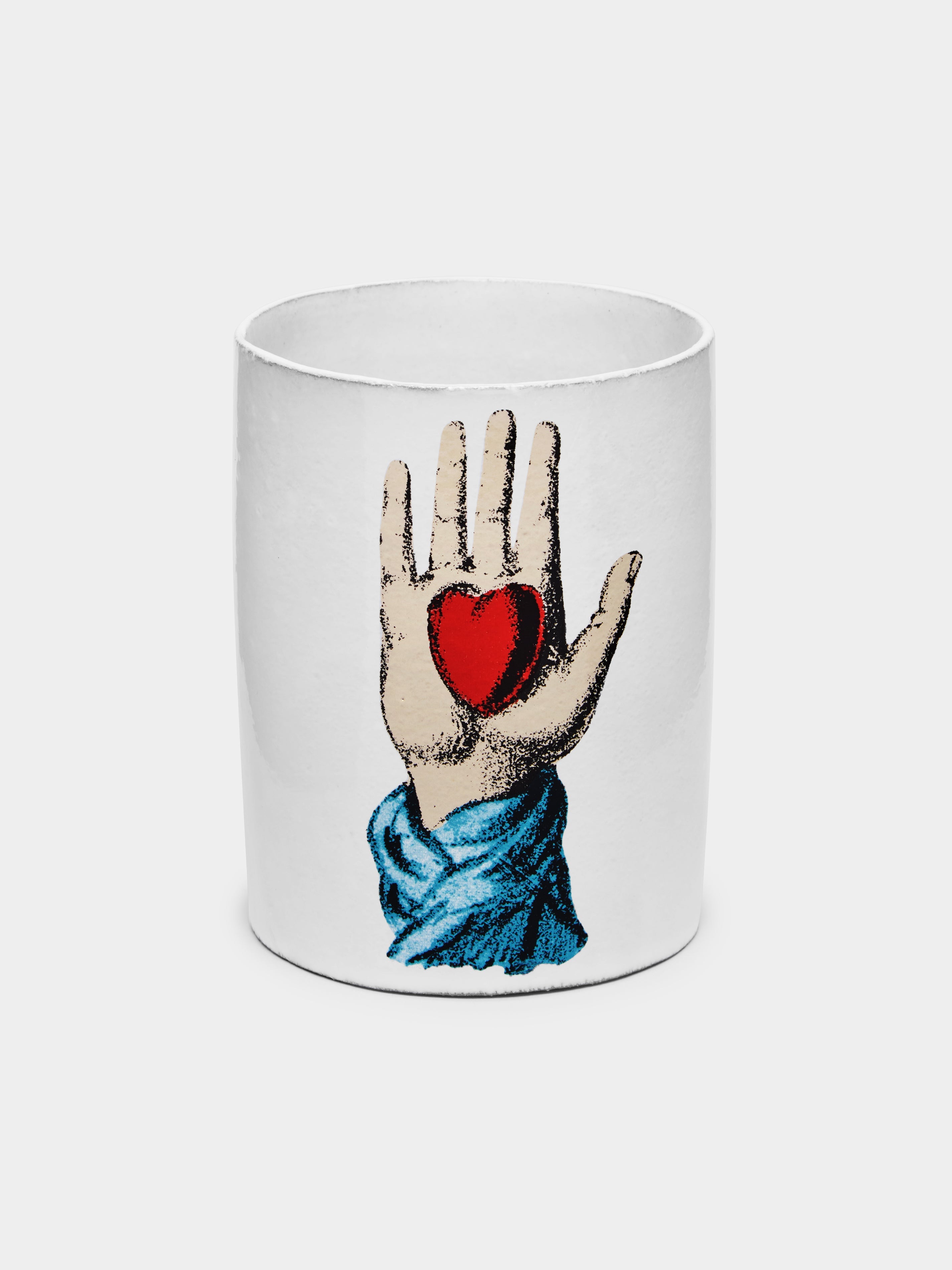 Heart in Hand Hand-Glazed Ceramic Vase (5in/12.5cm)
