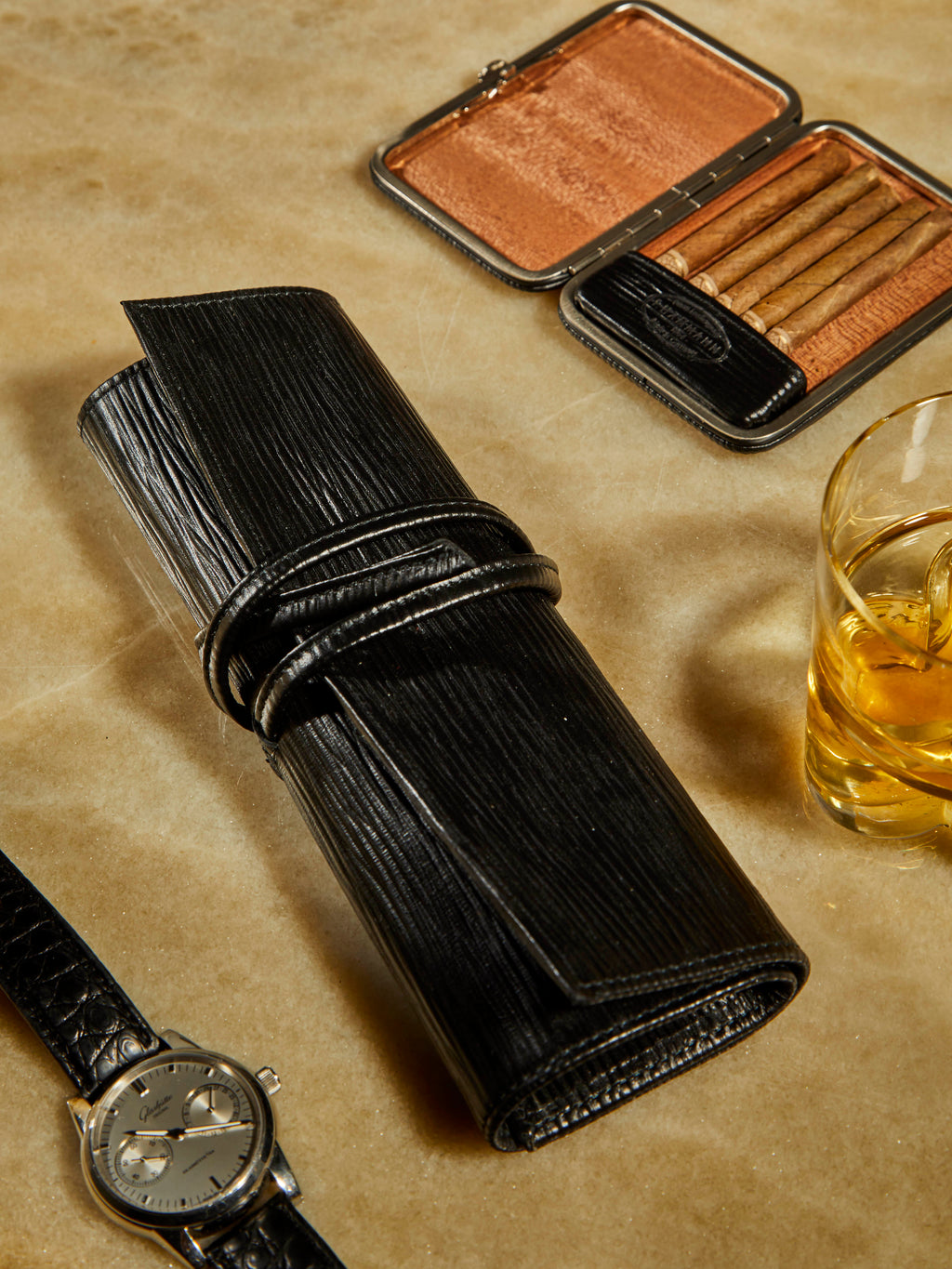 Leather Watch Roll (4 Watches)