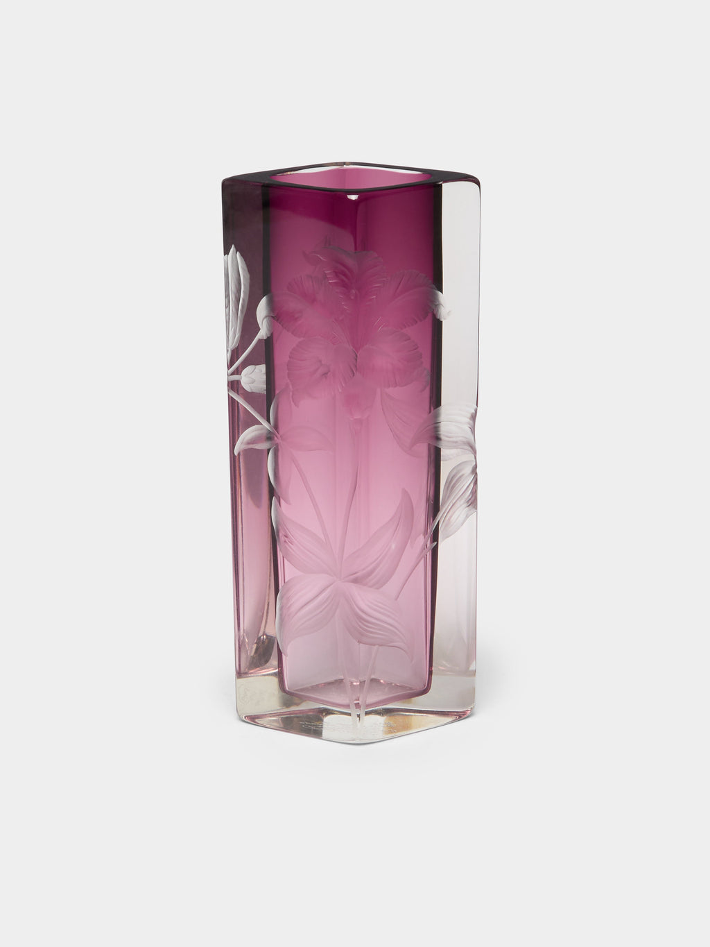 1900s Moser Hand-Engraved Cut Crystal Vase (8in/21cm)