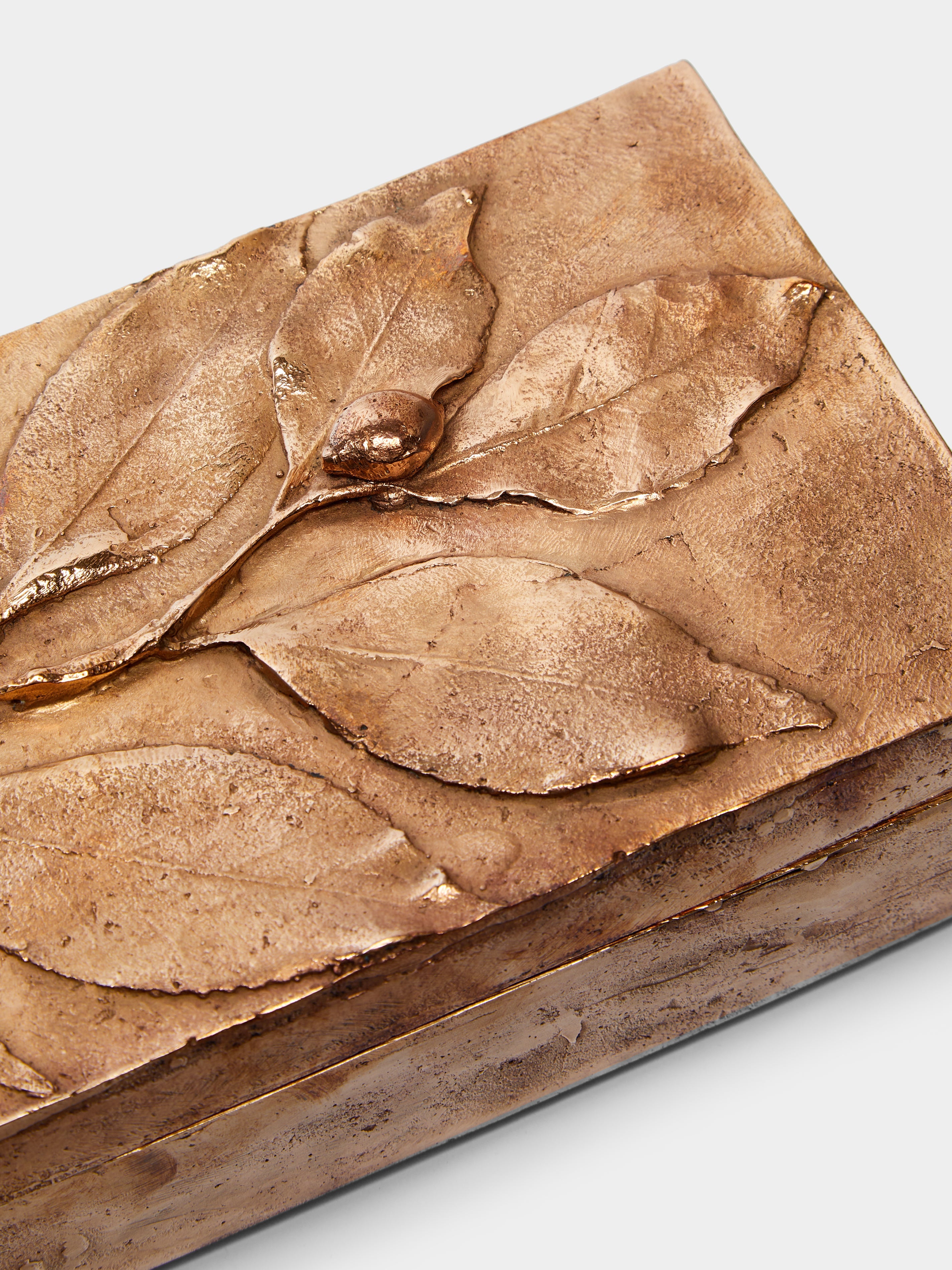 Foglie Hand-Cast Bronze Decorative Box