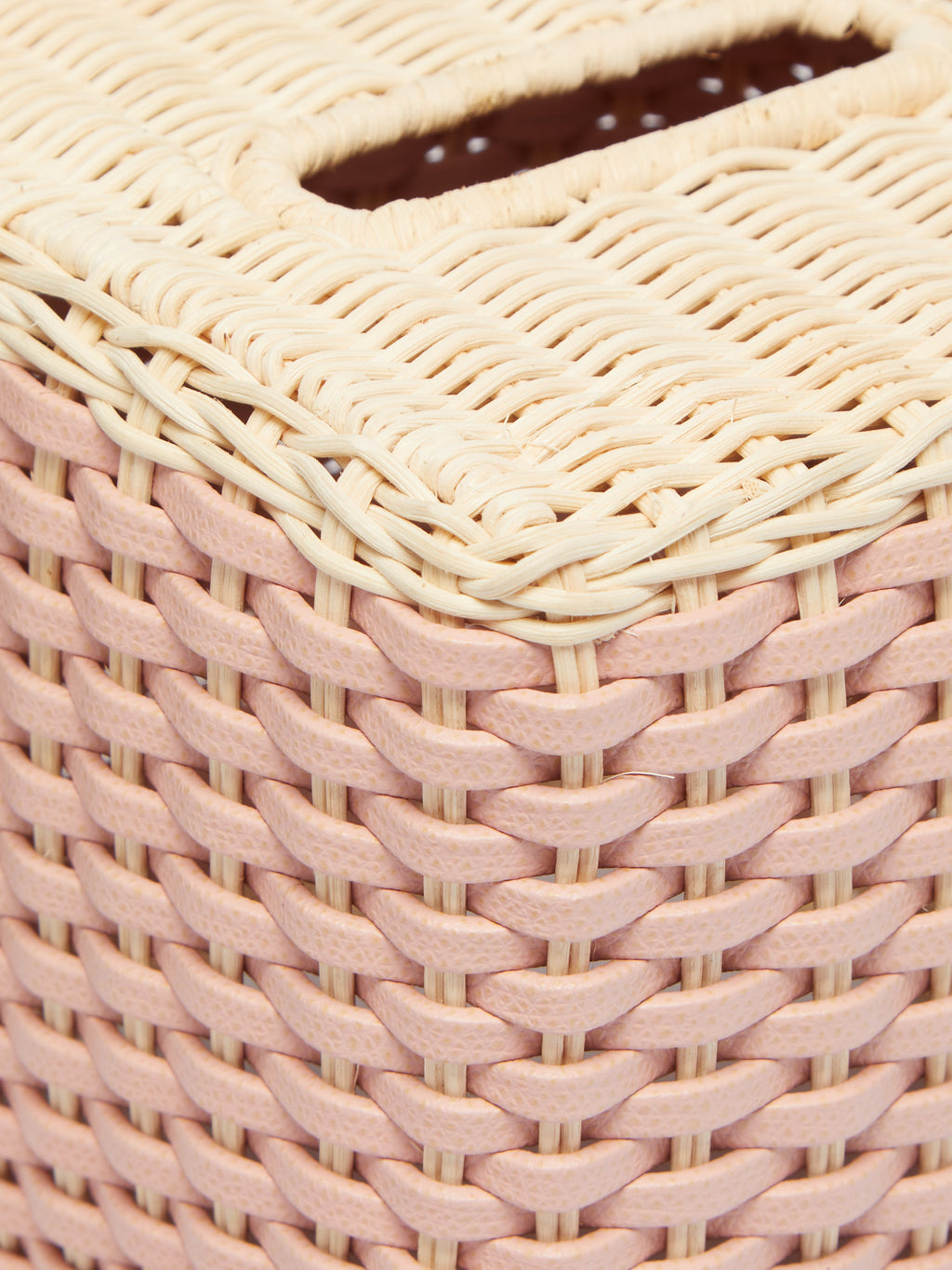 Antibes Handwoven Leather and Rattan Tissue Box