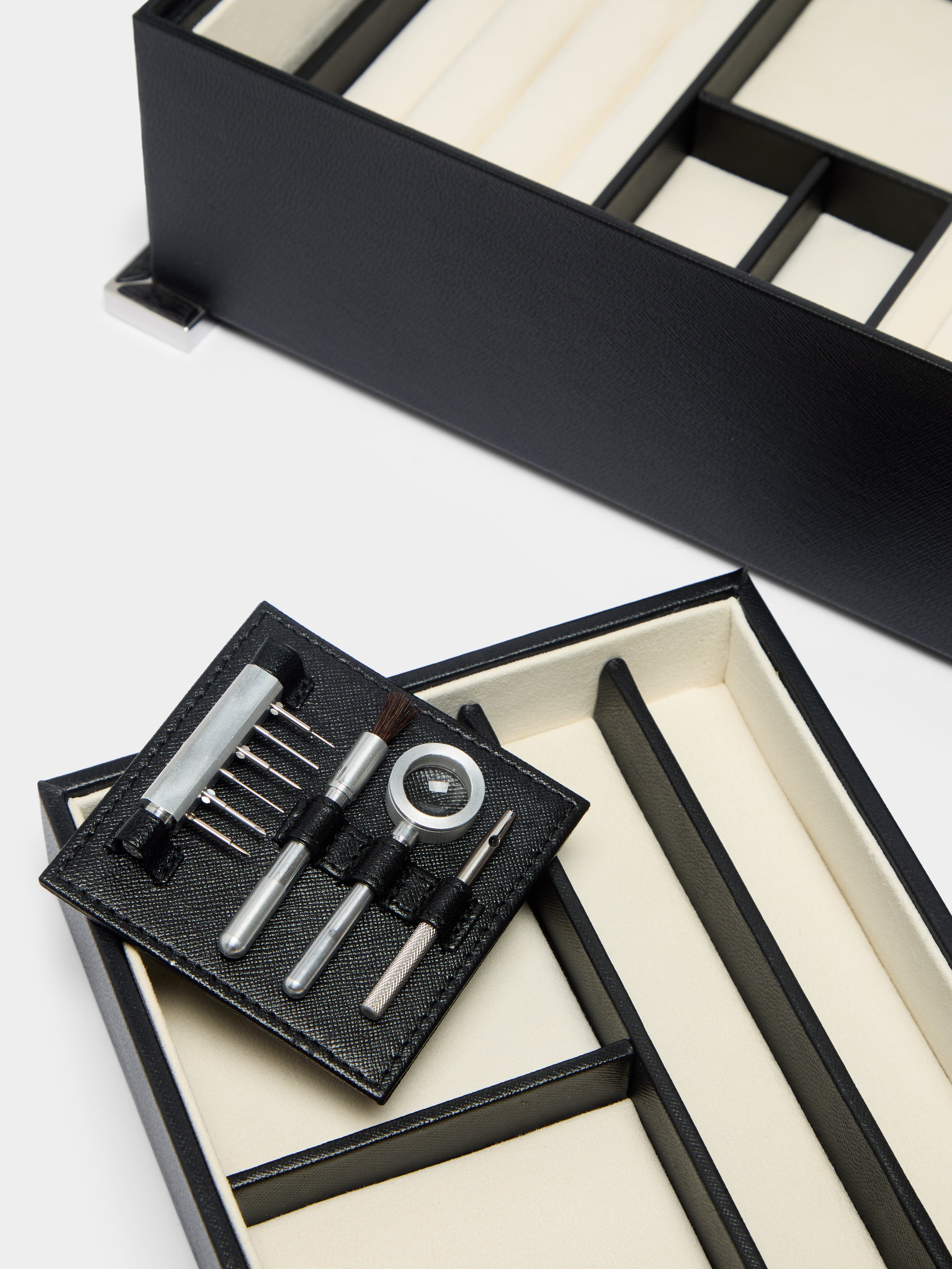 Leather and Springbok Horn Jewelry and Watch Box