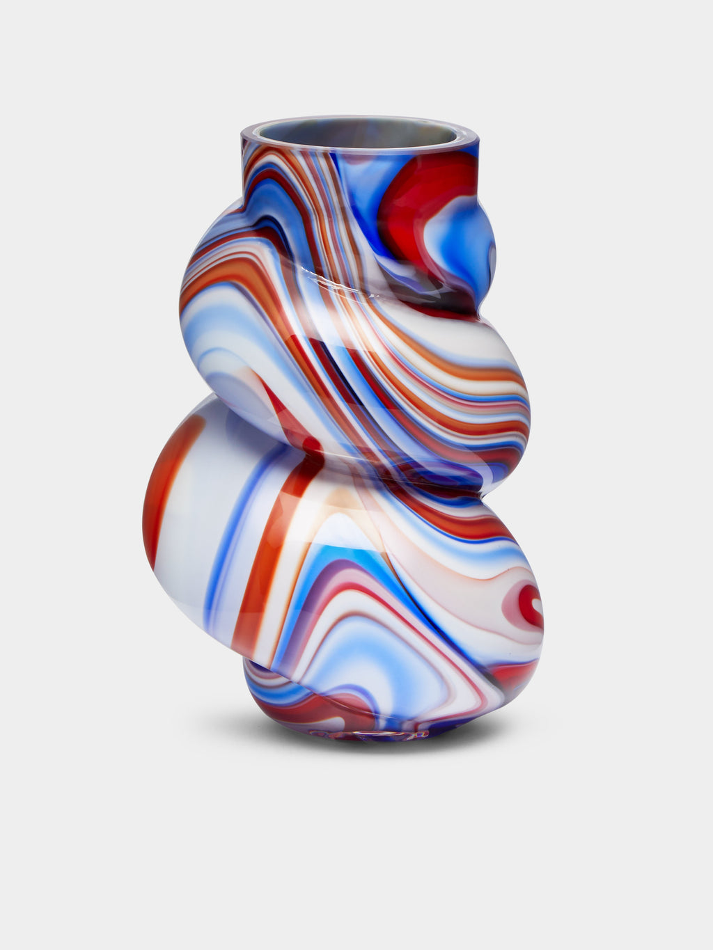 Archive Revival Pagur Hand-Blown Marbled Murano Glass Vase (8in/20cm)