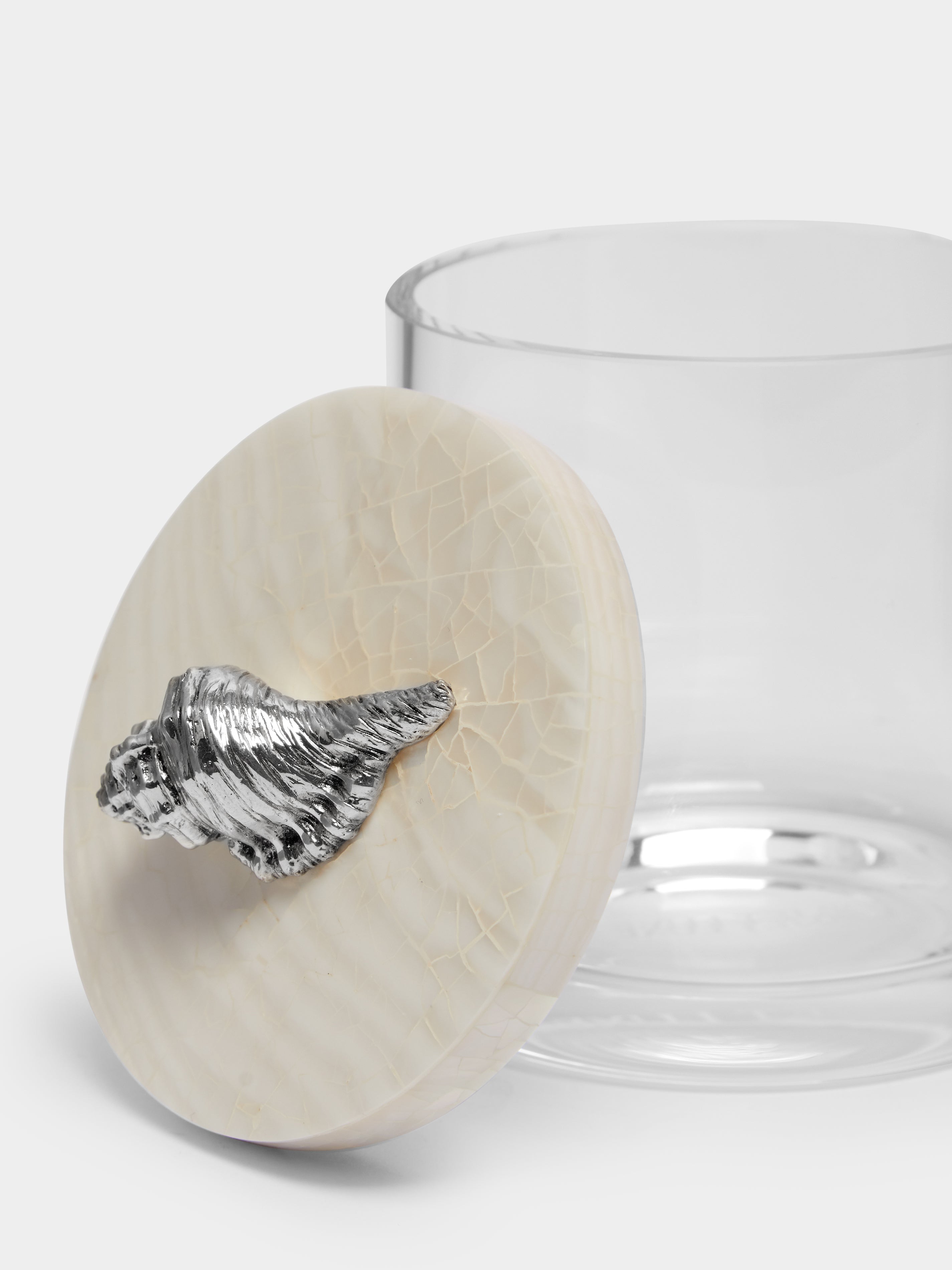 Shell Silver-Plated, Shell and Glass Jar