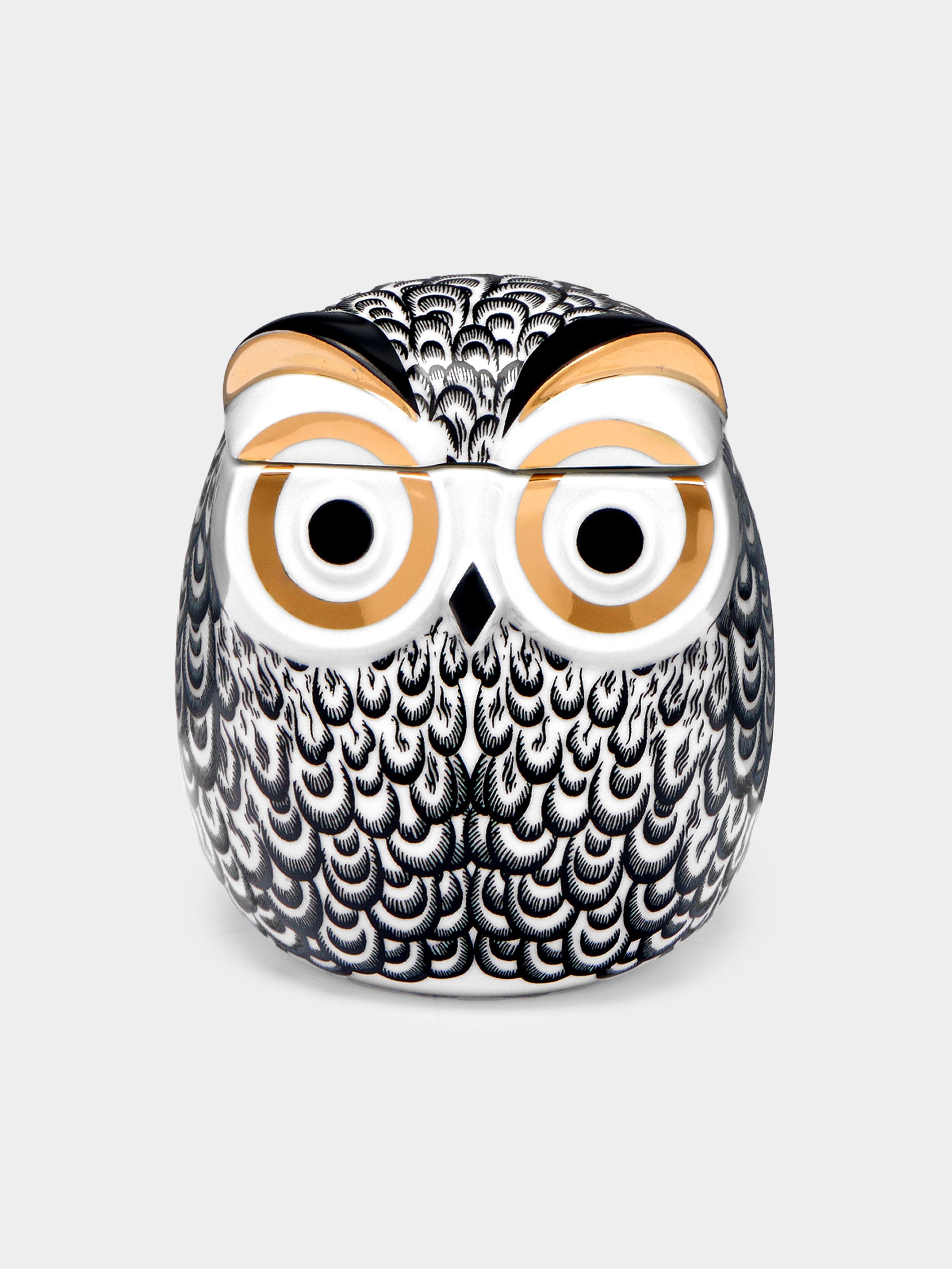 Civetta Piumata Hand-Painted Porcelain Jar