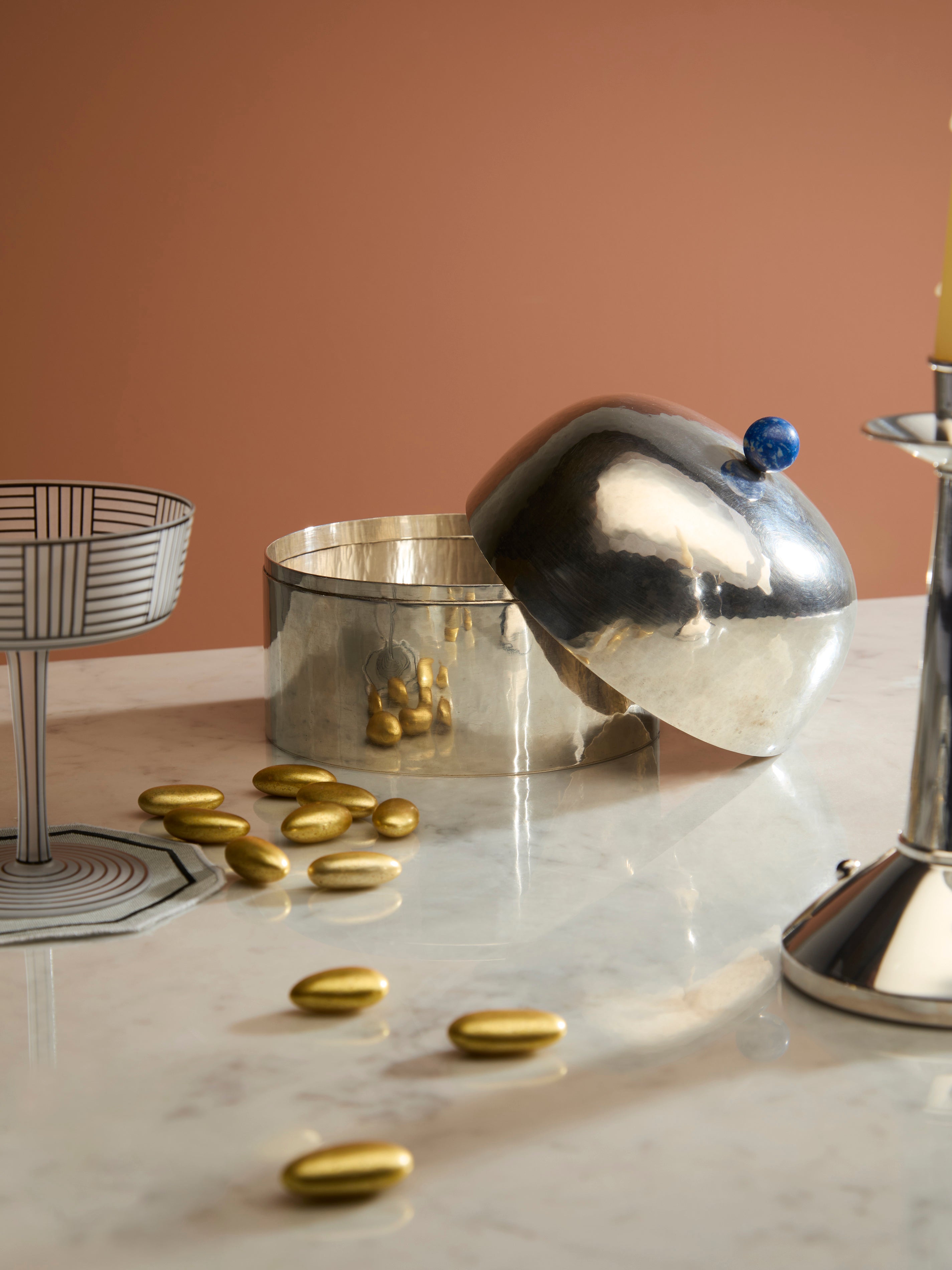 1980s Daniela Vettori Sterling Silver and Lapis Lazuli Box