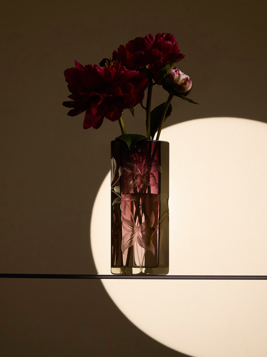 1900s Moser Hand-Engraved Cut Crystal Vase (8in/21cm)