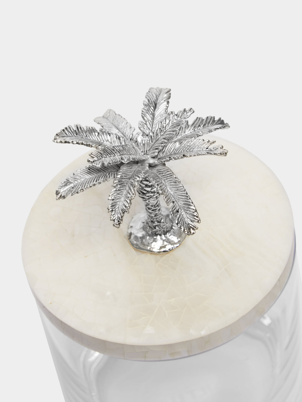 Palm Tree Silver-Plated, Shell and Glass Jar