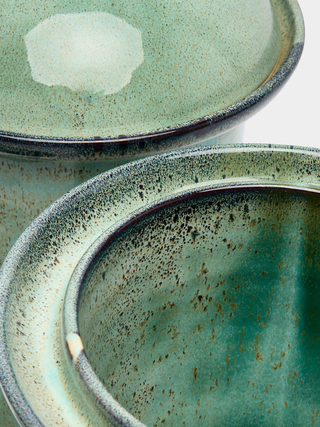 Hand-Glazed Ceramic Lidded Pots (Set of 2)