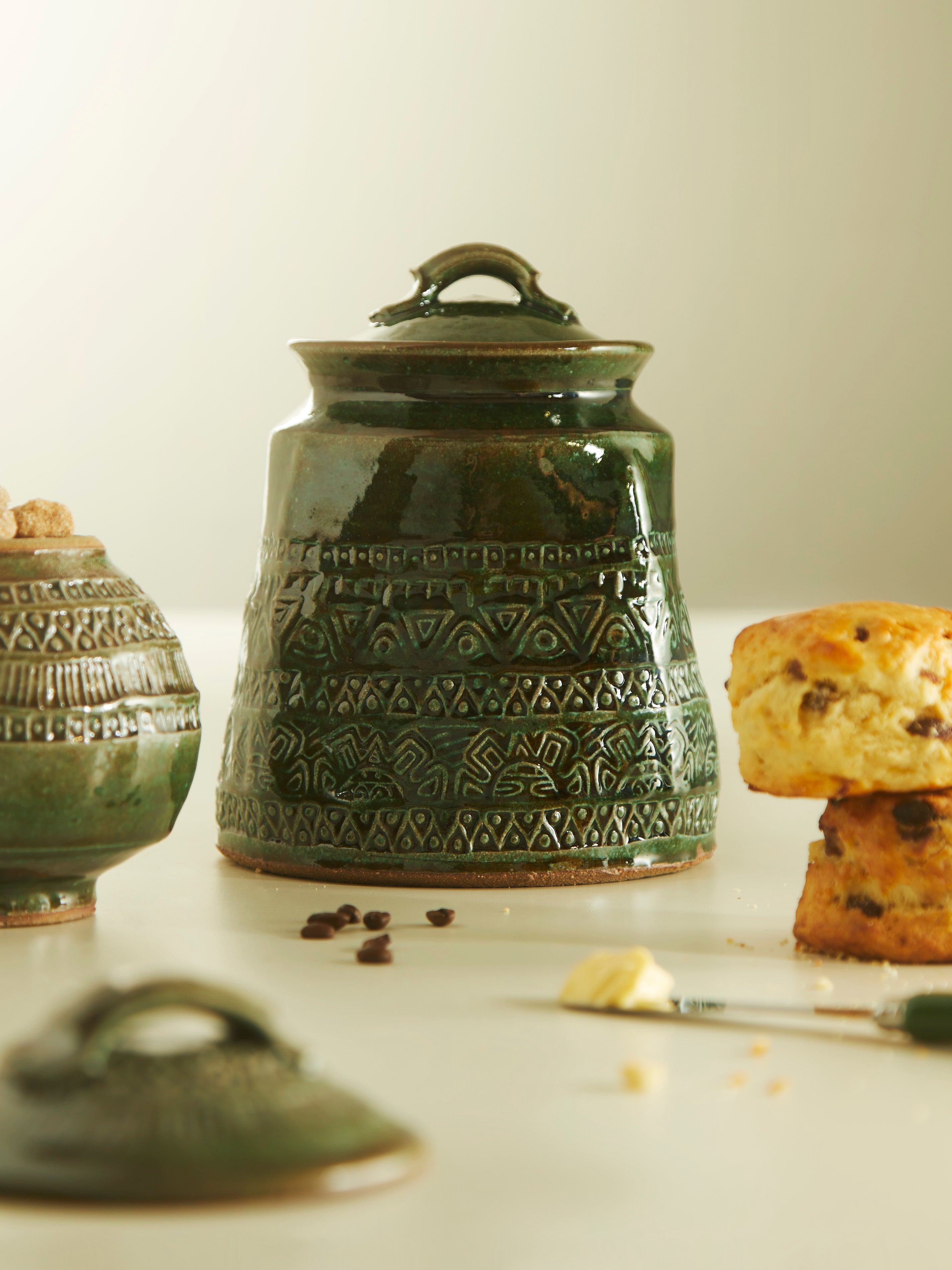 Ceramic Patterned Lidded Jar
