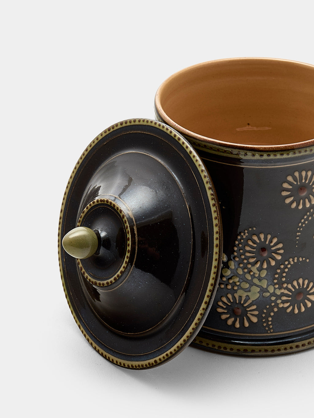 Flowers Hand-Painted Ceramic Small Lidded Jar