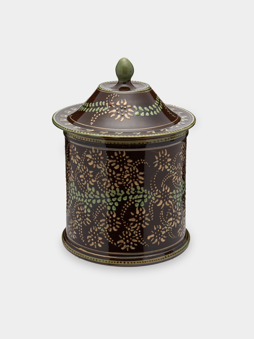 Flowers Hand-Painted Ceramic Medium Lidded Pot