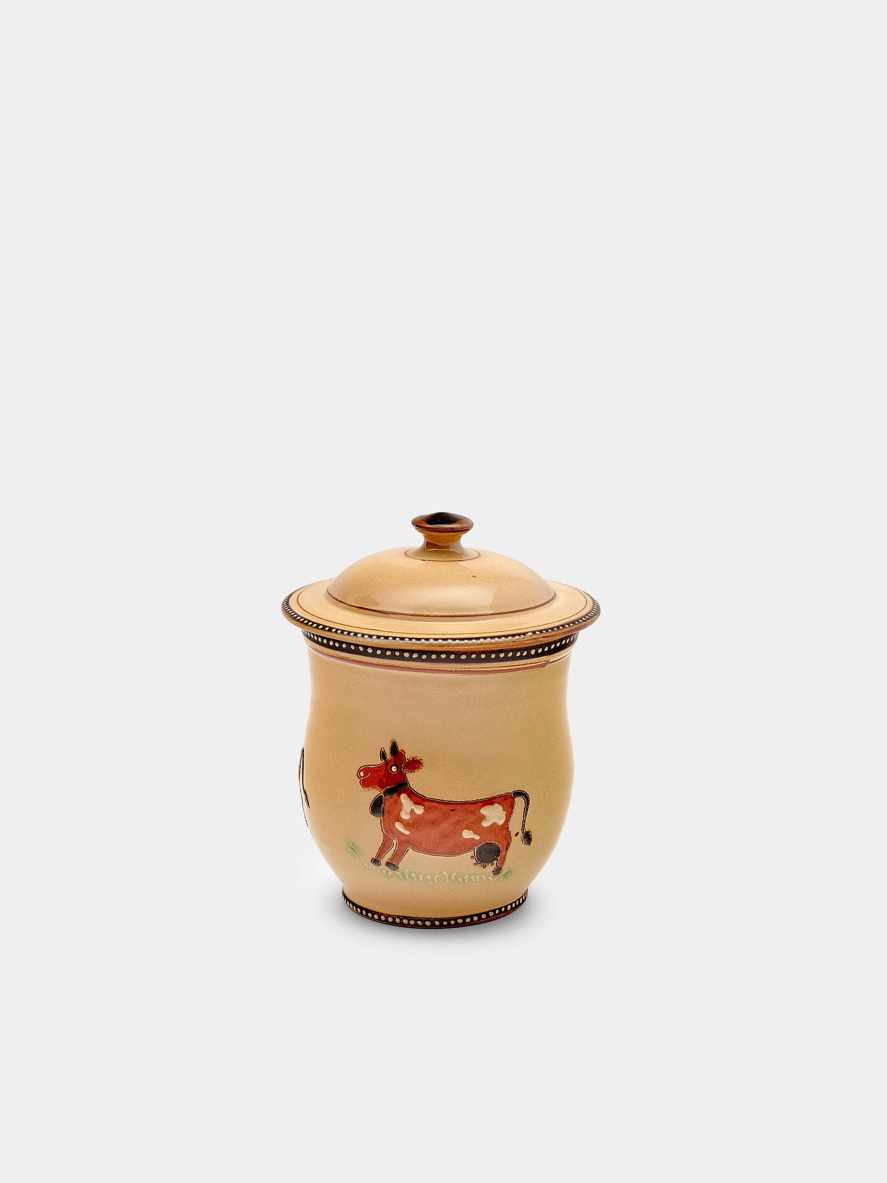 Cows Hand-Painted Ceramic Mini Lidded Pot