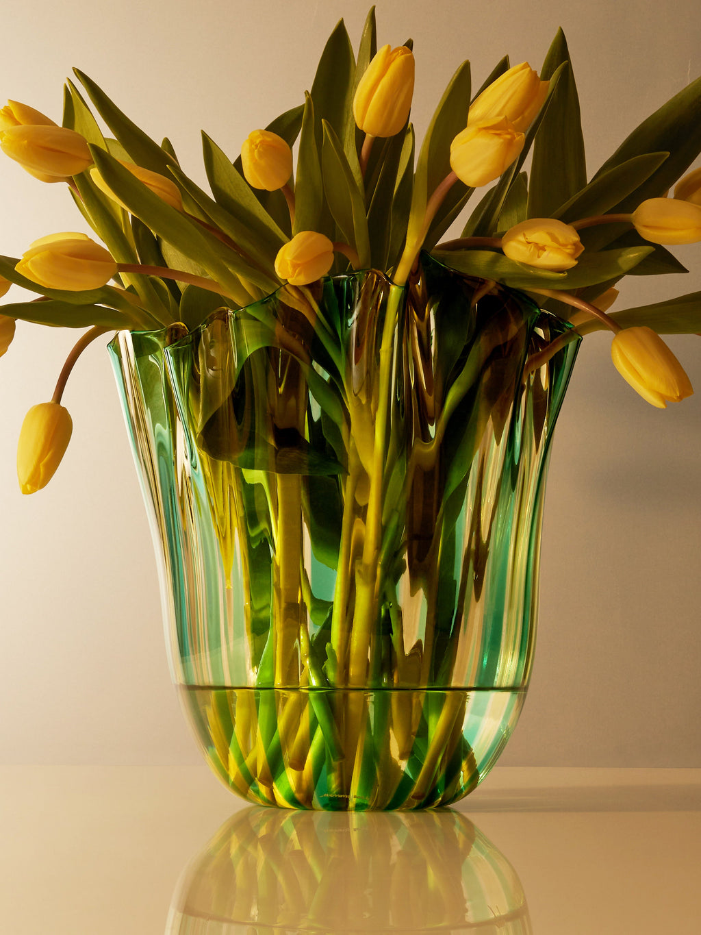 Fazzoletto a Canne Hand-Blown Murano Glass Vase (11in/28.5cm)