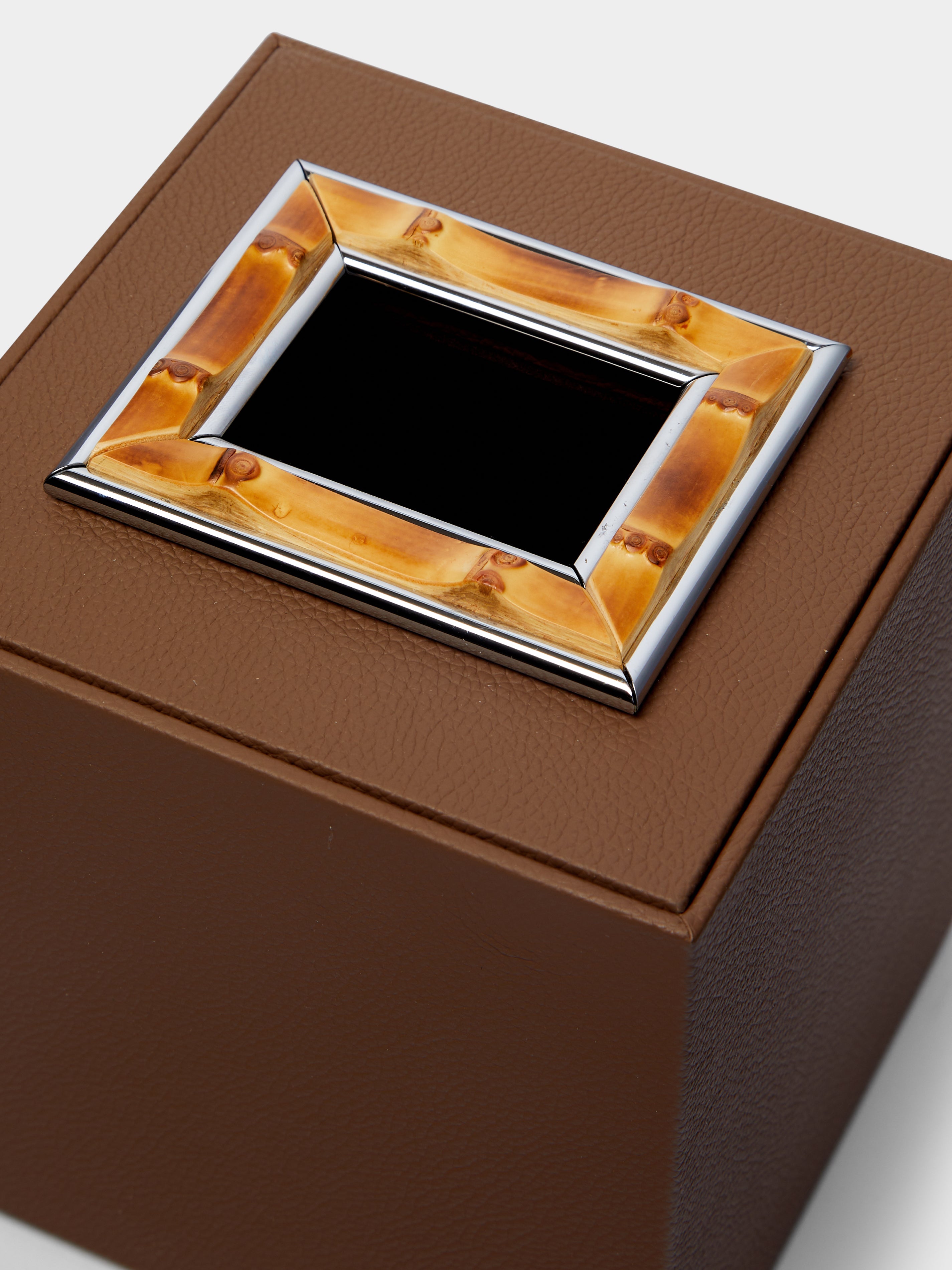 Bamboo and Leather Tissue Box