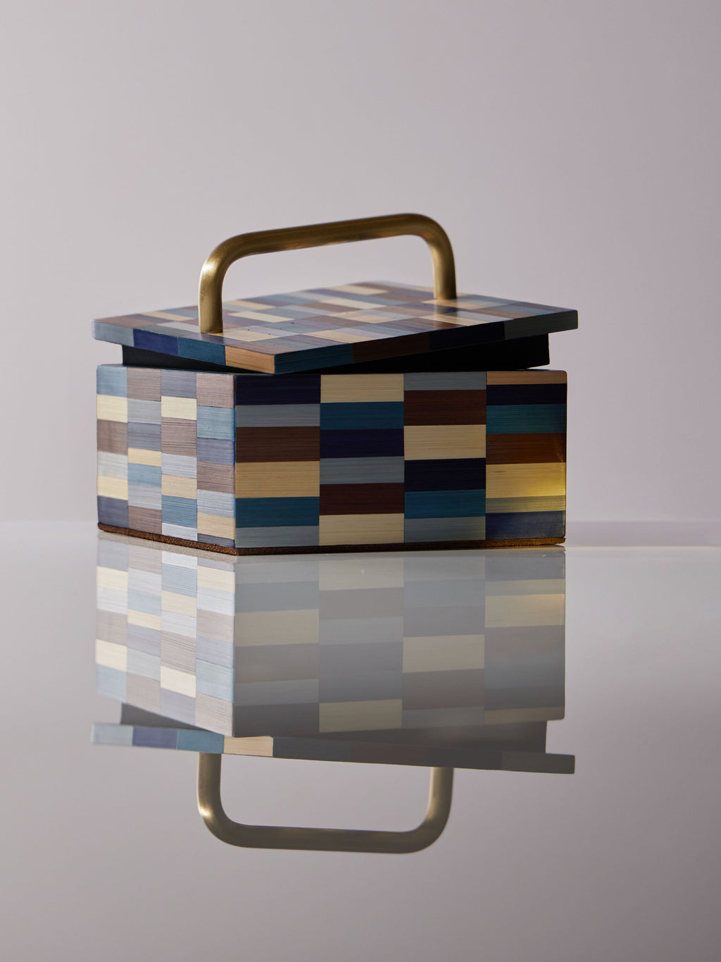 Subway Weave Rye Straw Inlay Wood Box