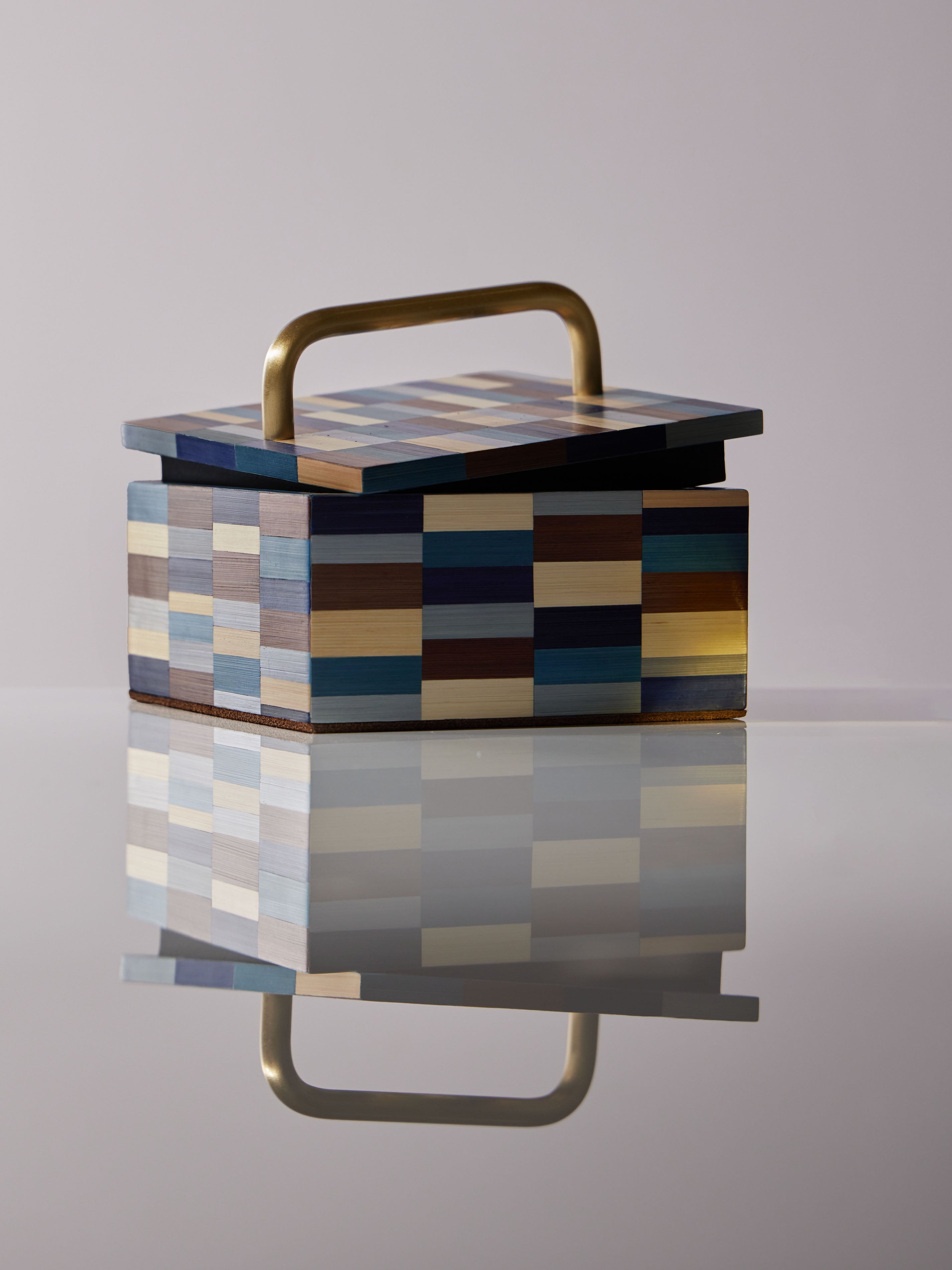 Subway Weave Rye Straw Inlay Wood Box