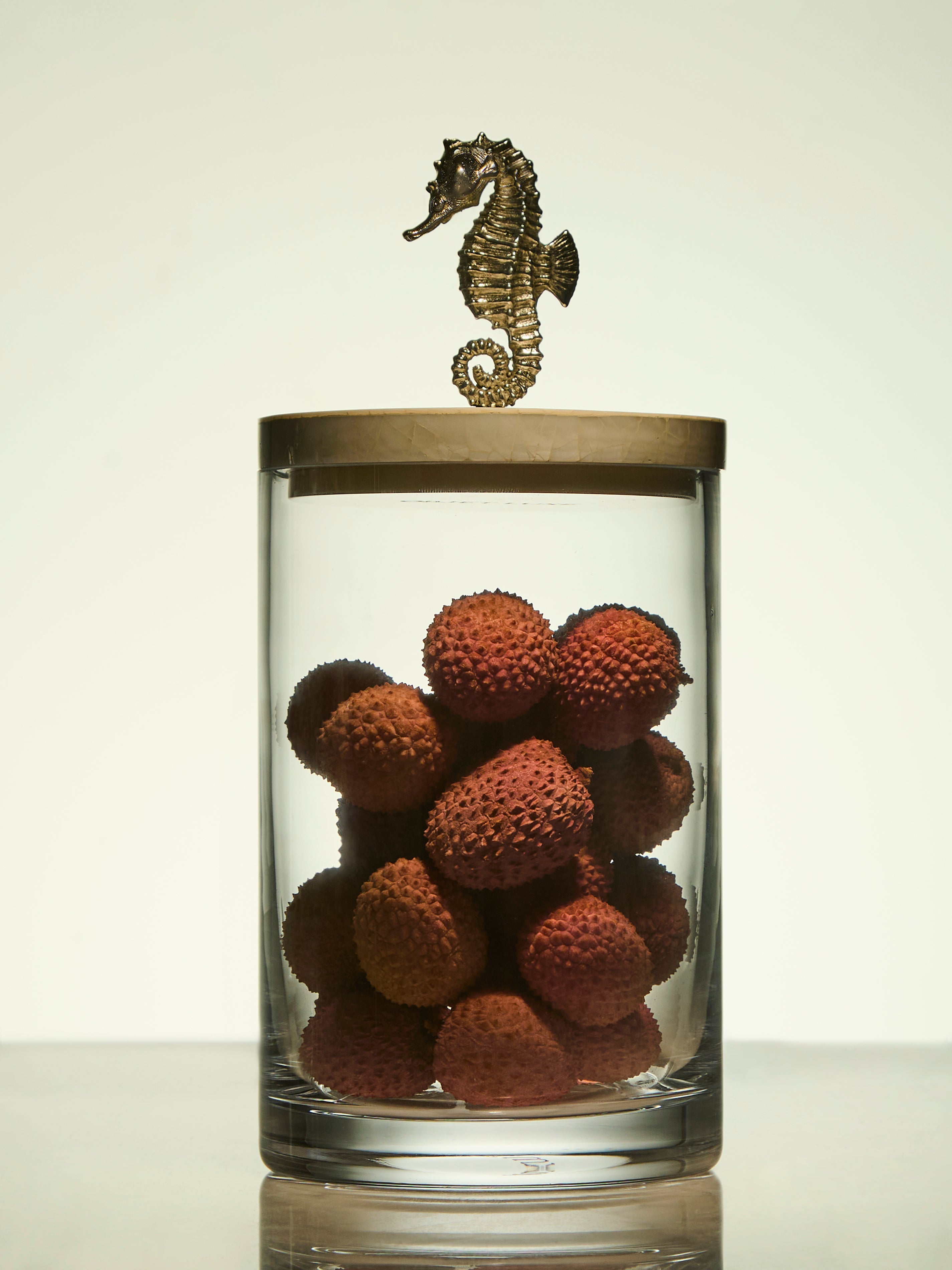 Seahorse Silver-Plated, Shell and Glass Jar