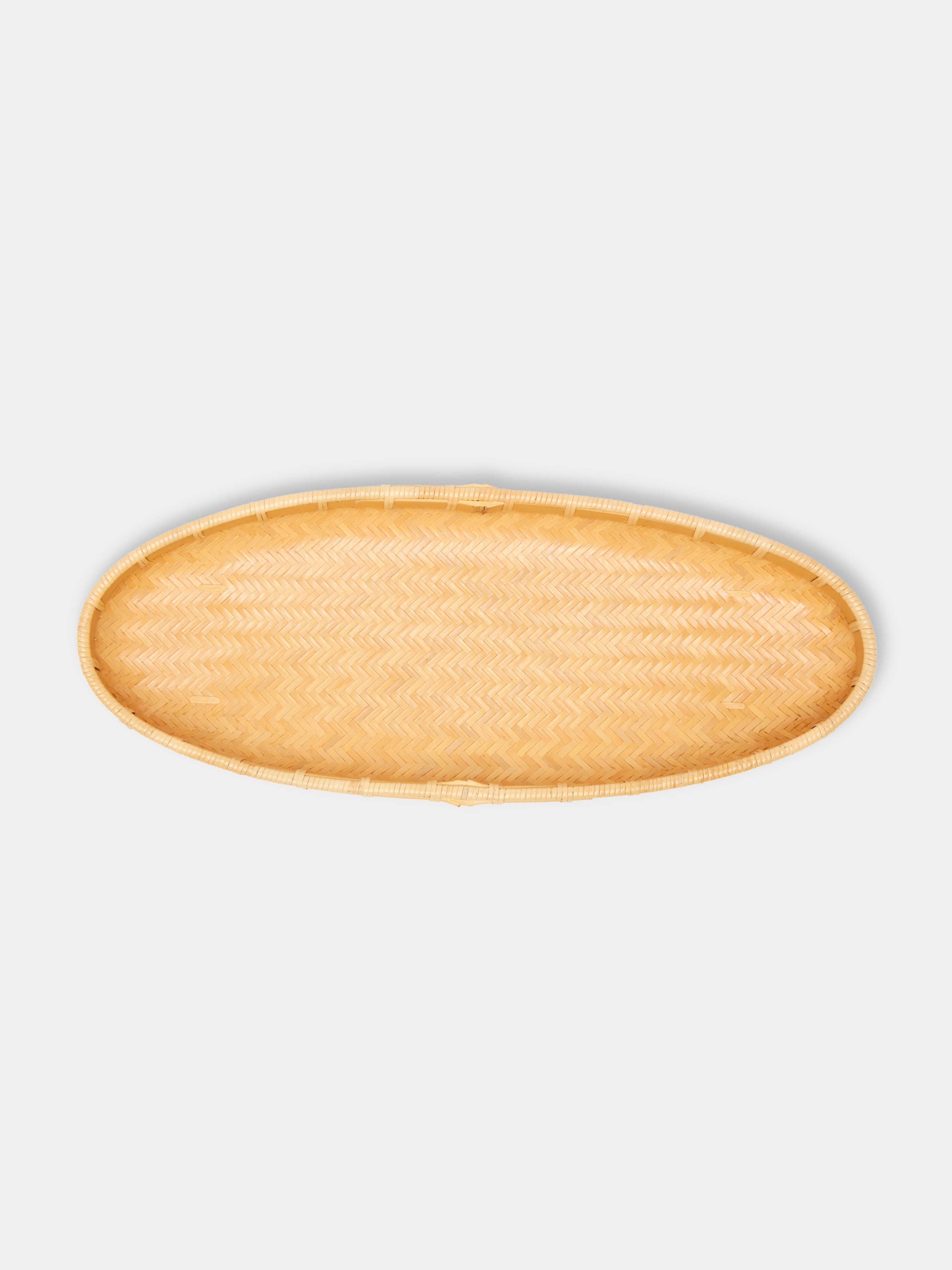 Handwoven Bamboo Low Round Tray