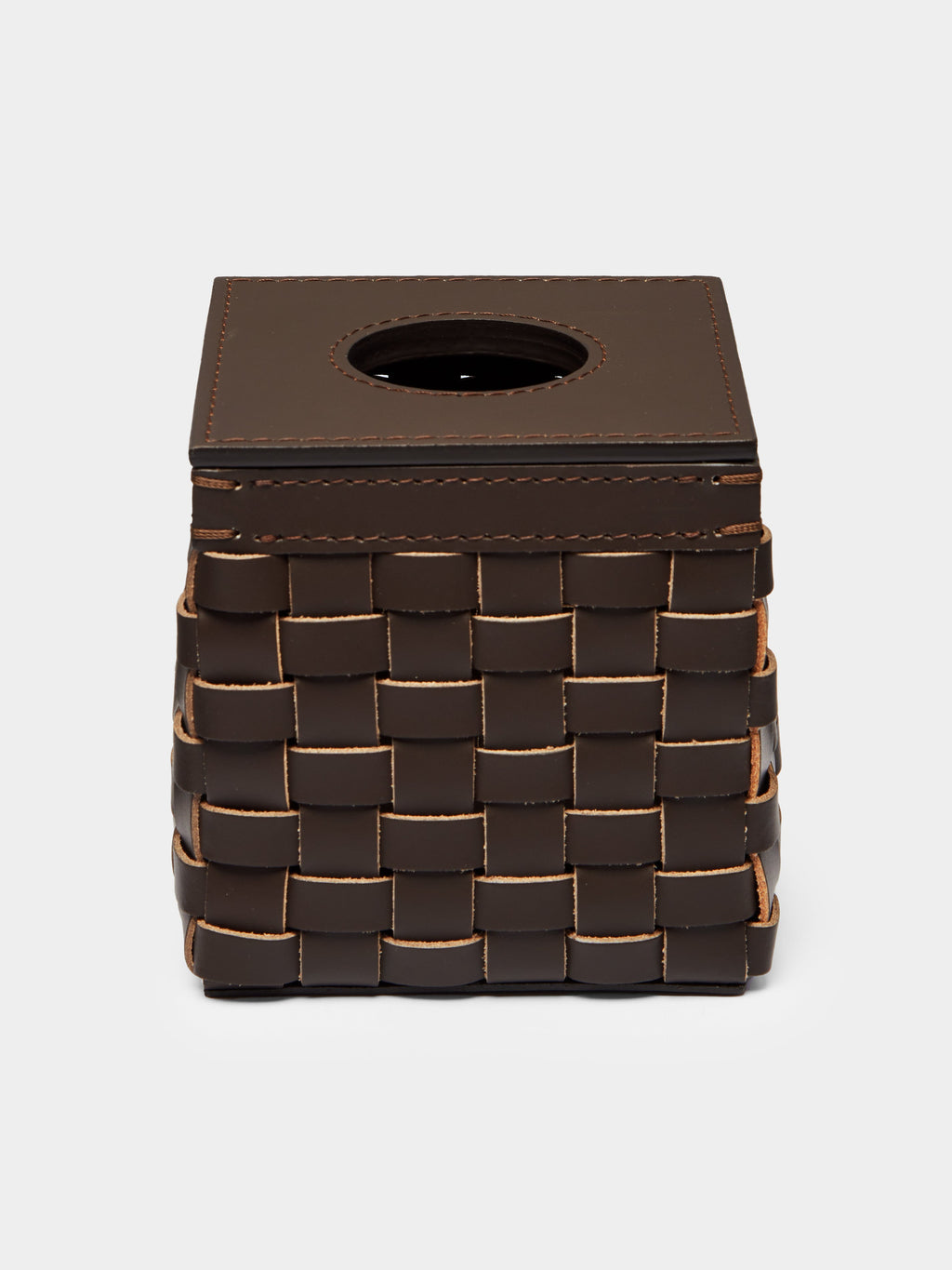 Woven Leather Tissue Box