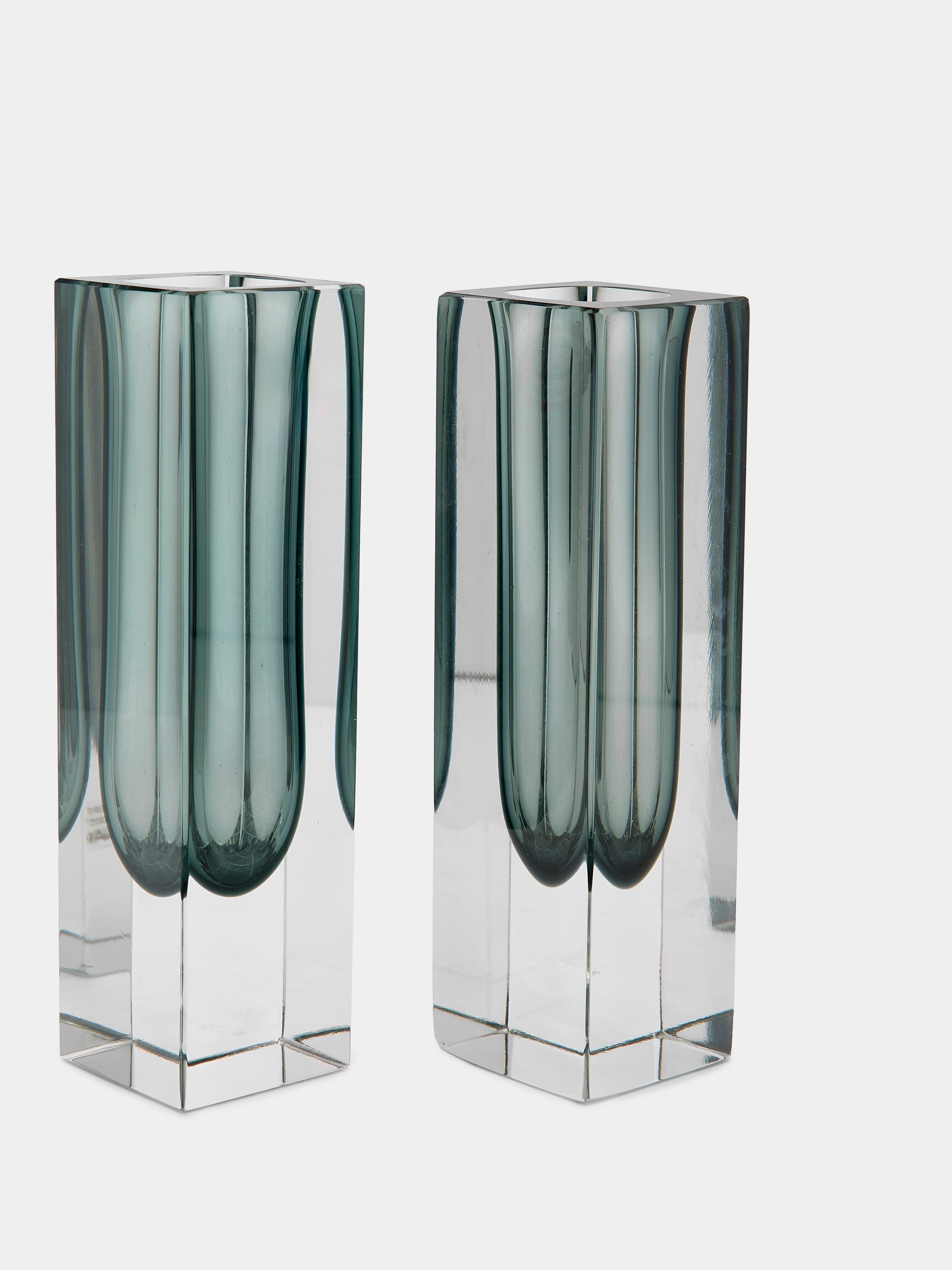1970s Sommerso Murano Glass Bud Vases – 4in/10cm (Set of 2)