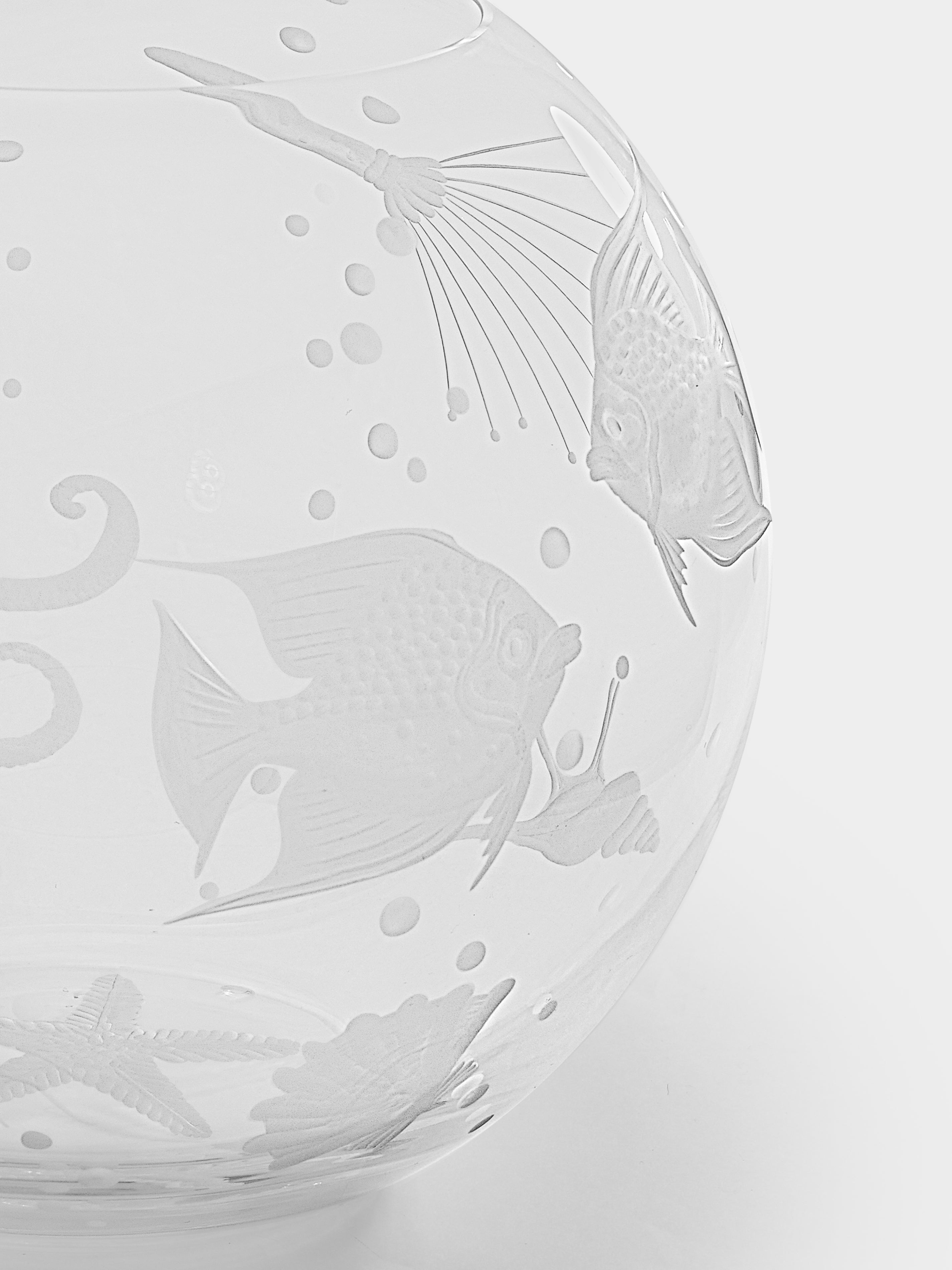 Frutti di Mare Hand-Engraved Crystal Vase (8in/21cm)