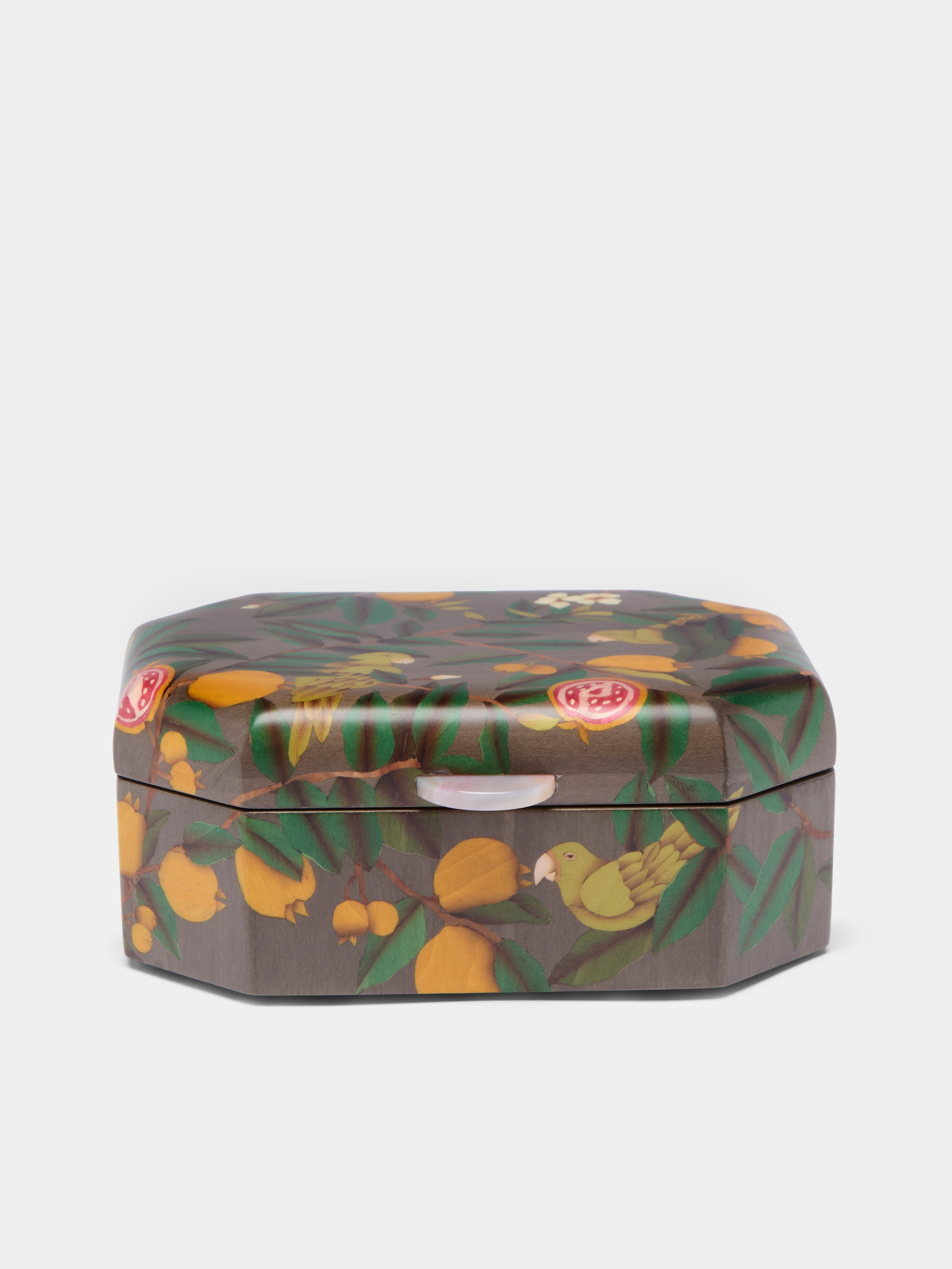 Birds Marquetry Wood Jewelry Box