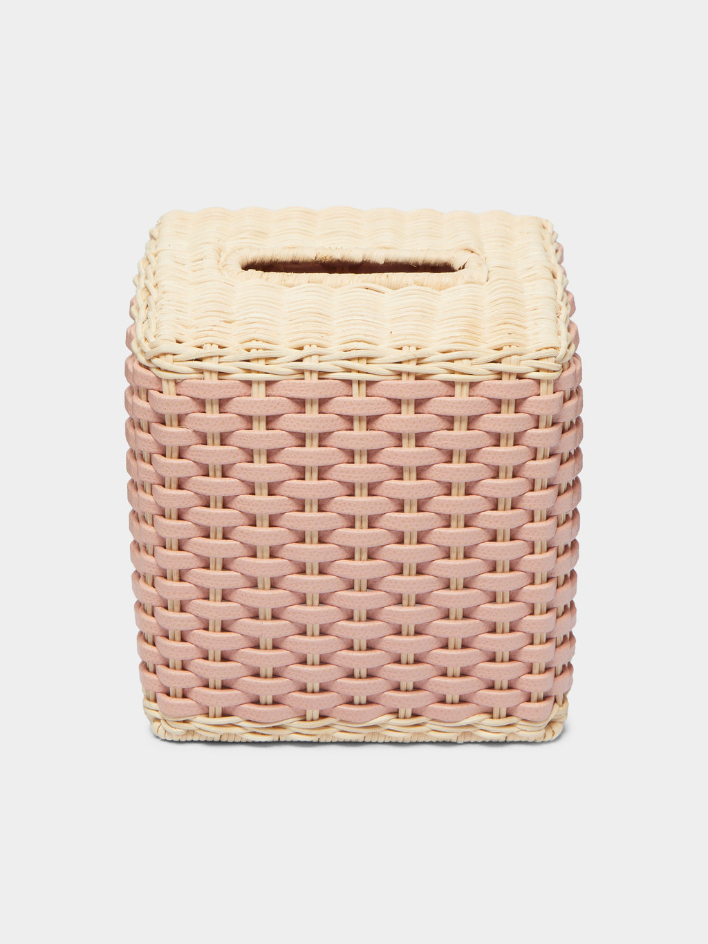 Antibes Handwoven Leather and Rattan Tissue Box