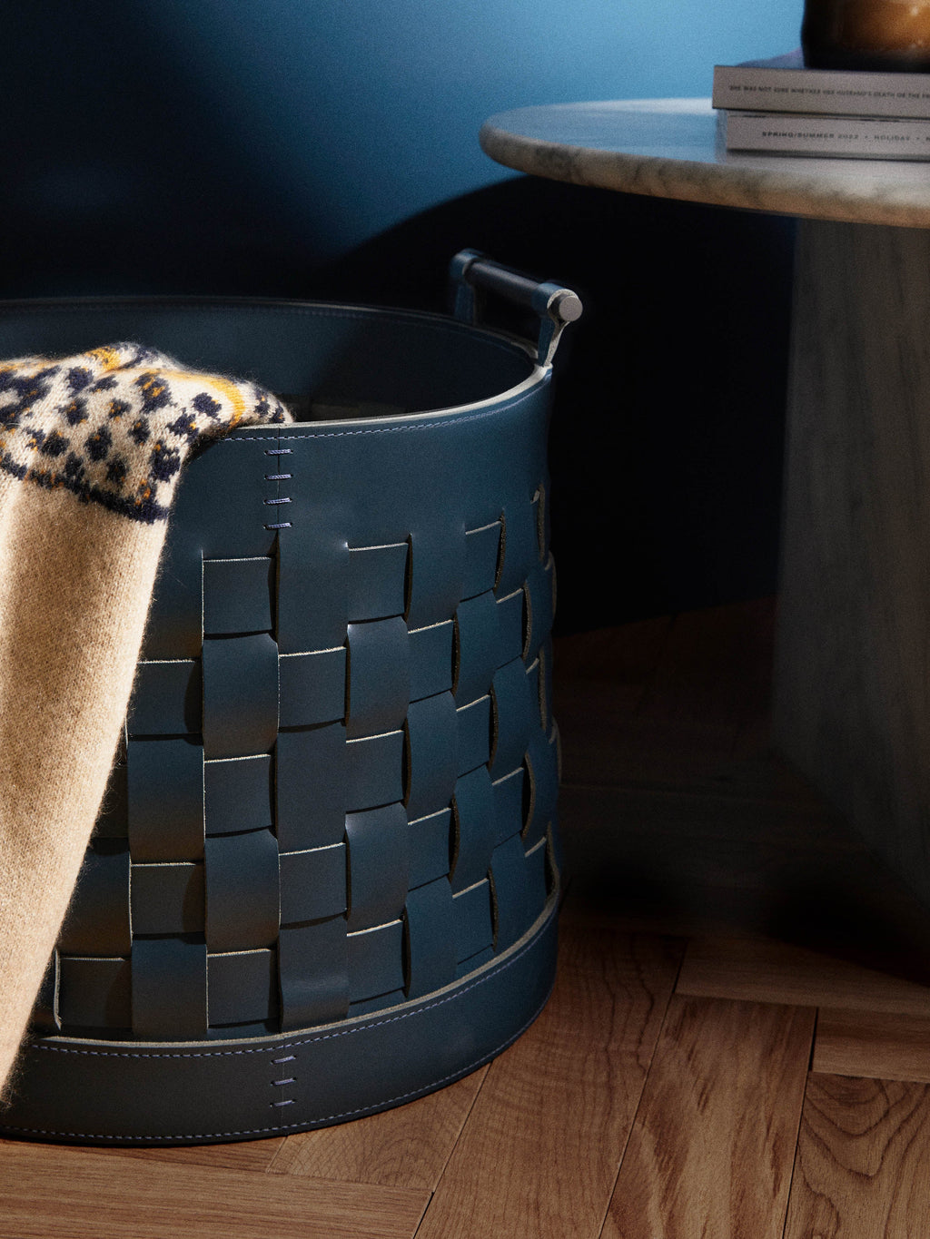 Ravenna Woven Leather Round Basket