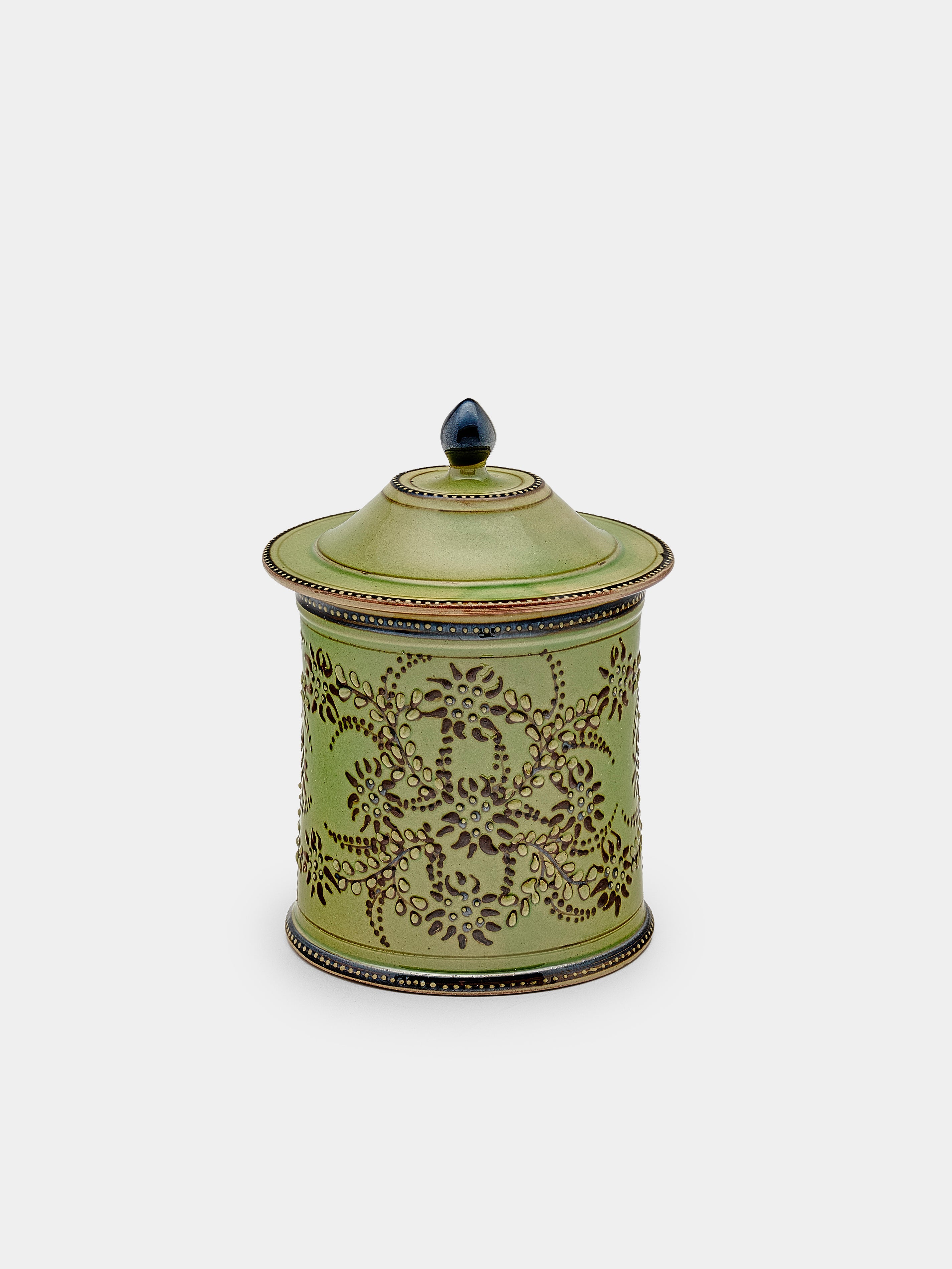 Flowers Hand-Painted Ceramic Small Lidded Jar