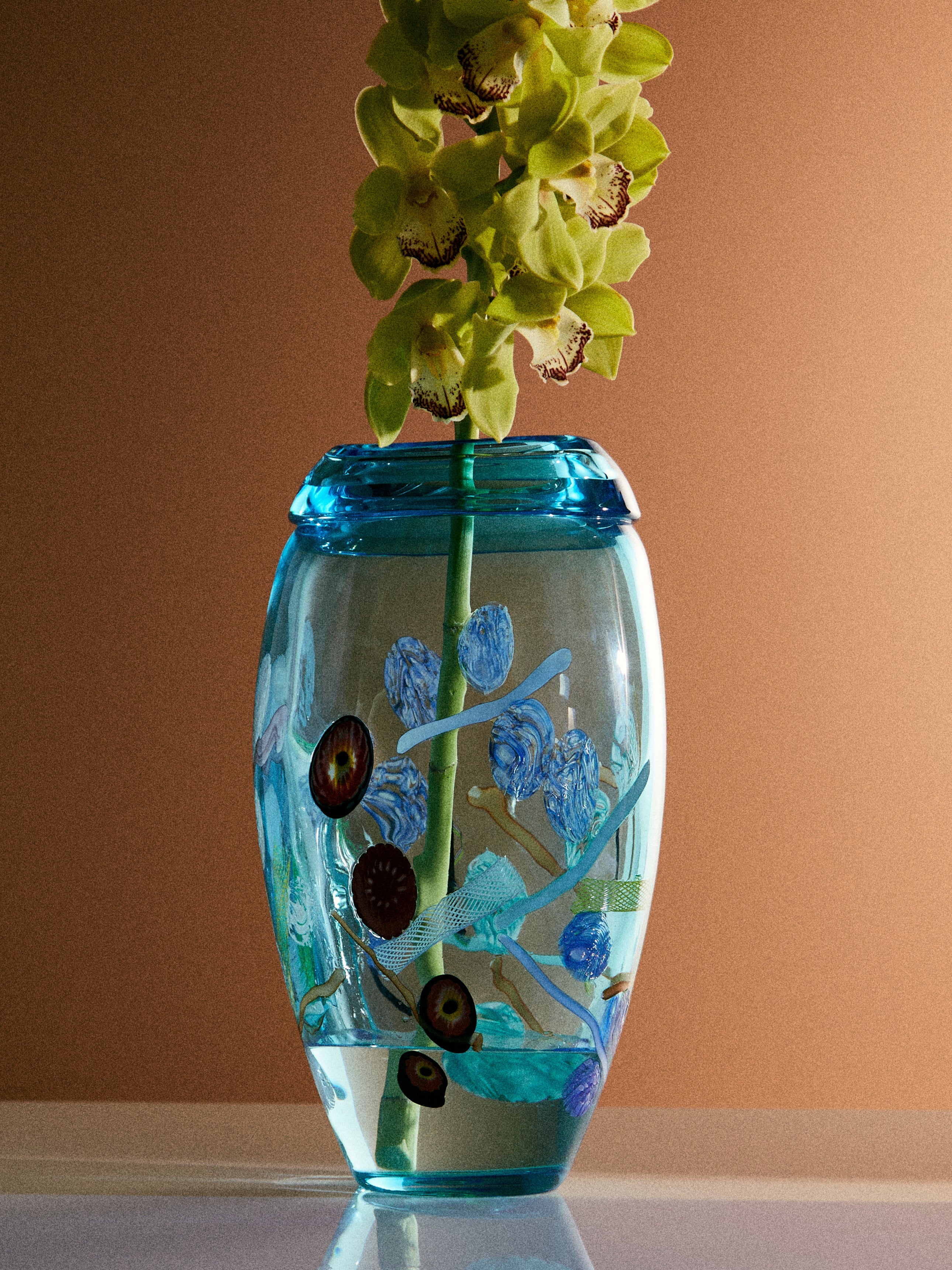 1980s Vitturi Murano Glass Vase (14in/35.5cm)