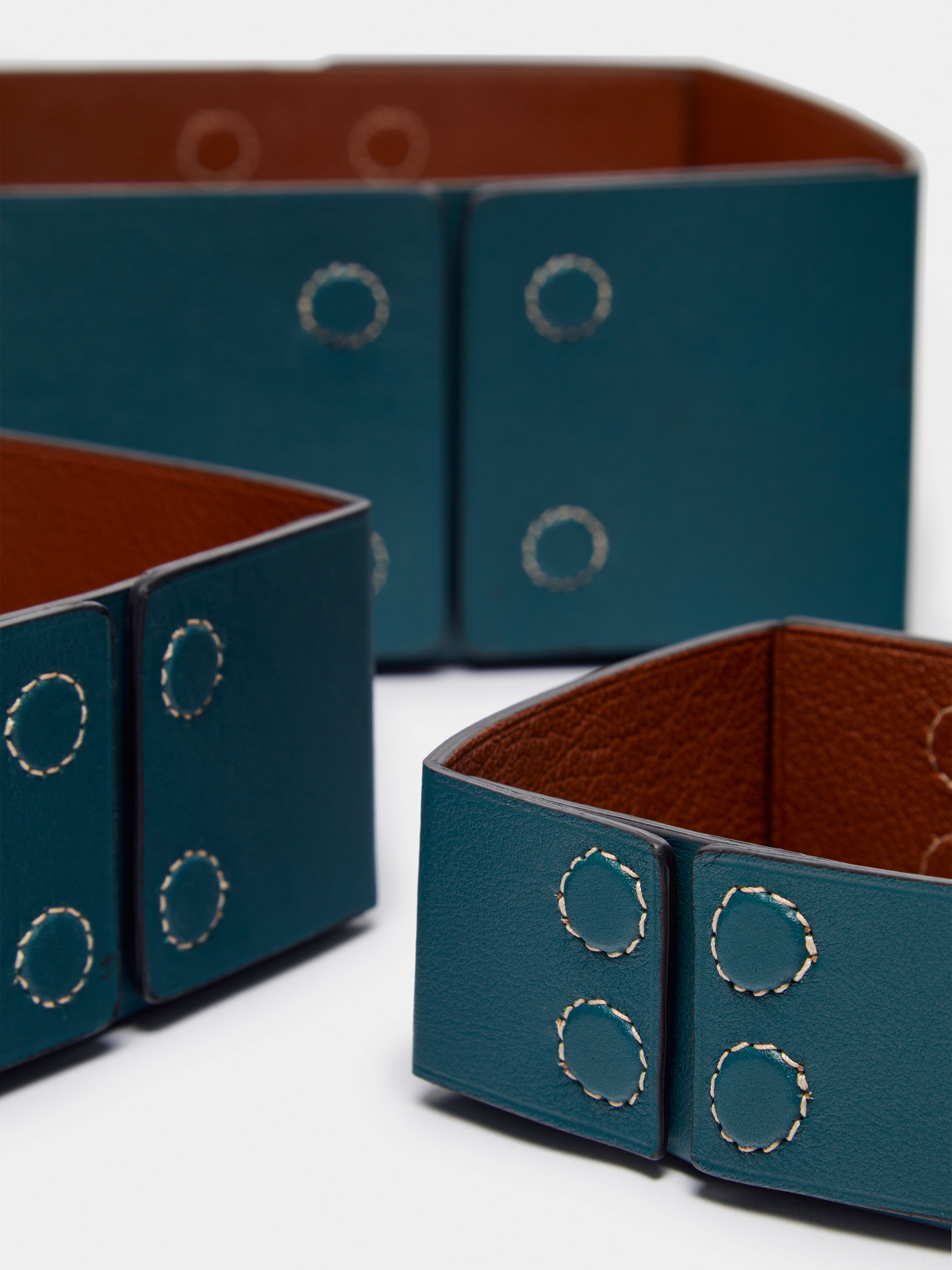 Leather Reversible Collapsible Boxes (Set of 3)