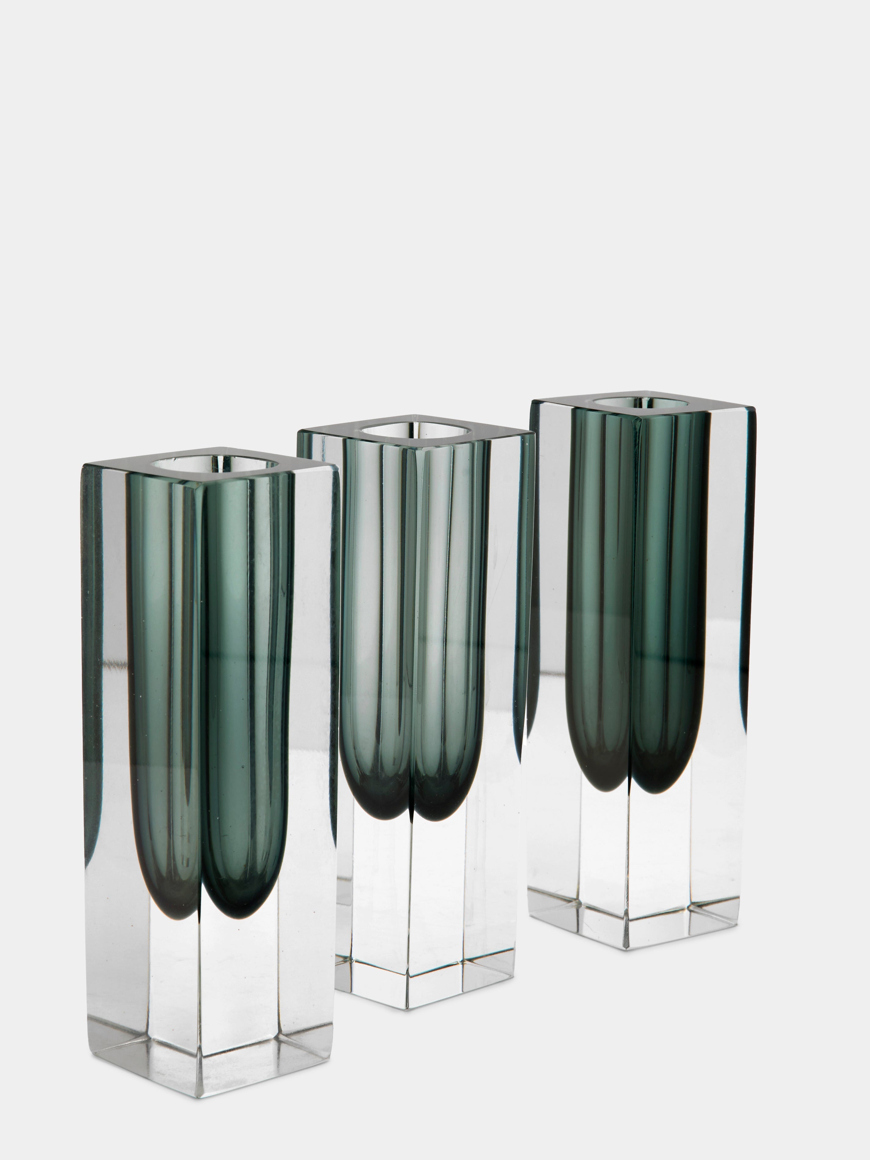 1970s Sommerso Murano Glass Bud Vases – 5.5in/14.5cm (Set of 3)